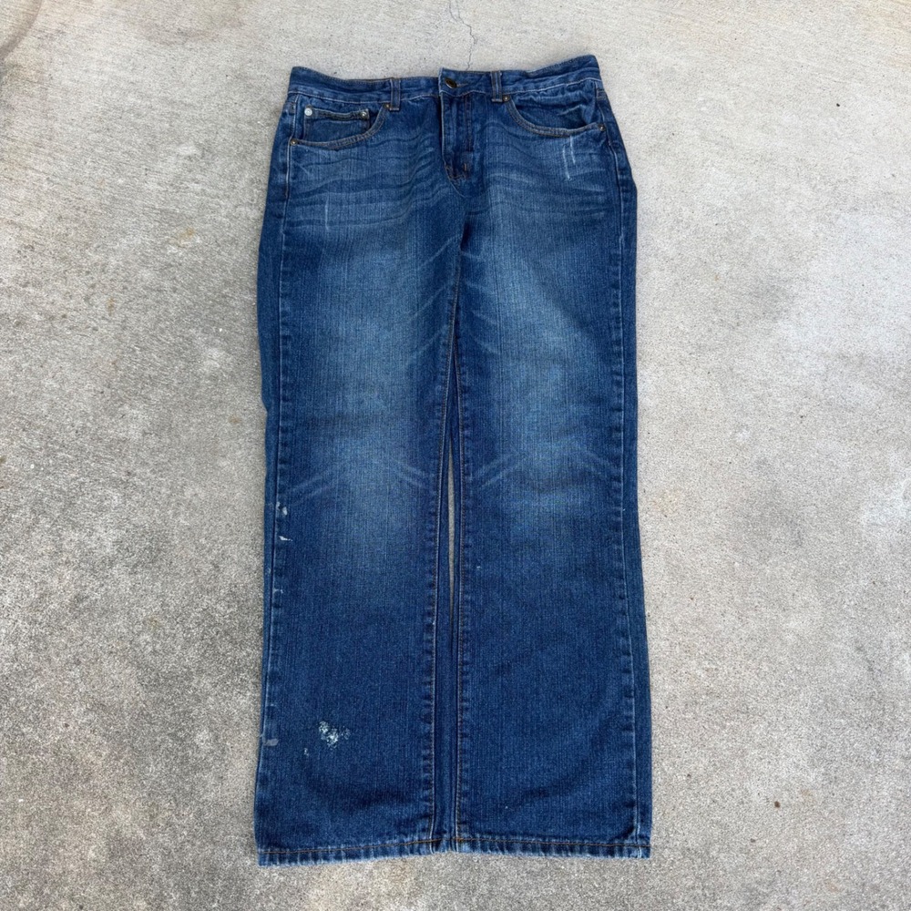 Carbon Mens Low Rise Slim Straight Jeans 32x30 Blue Denim Vintage Y2K Workwear